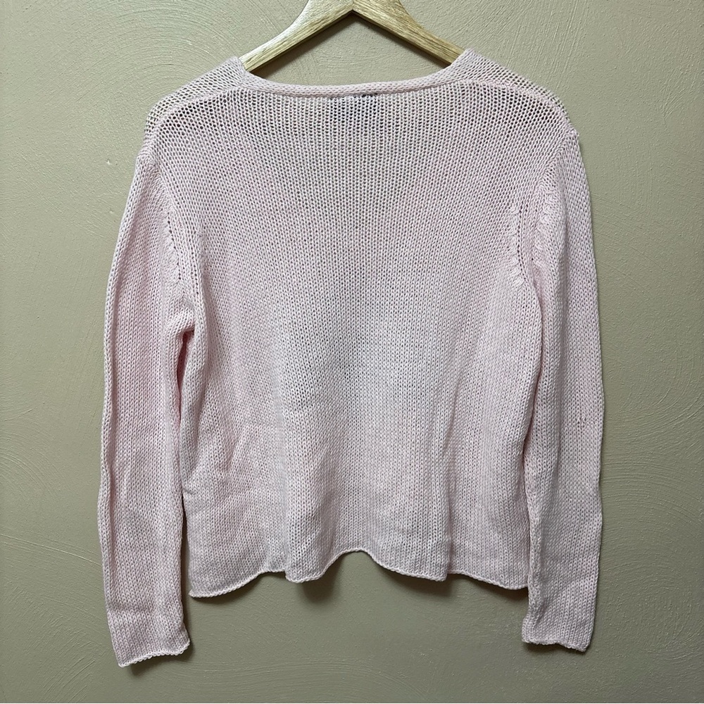 Wooden Ships Paulo Buendia Skull and Red Rose Light Knit Pink Sweater Size S / M - Picture 4 of 6